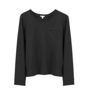 Cuyana Black French Terry Pleat-Back Sweatshirt size Large